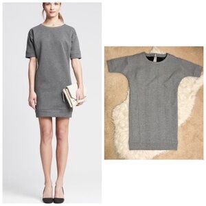 Banana Republic Dress Women size XS Gray Quilted Short Sleeve Mini Skirt Tunic